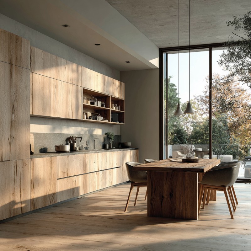 Wood Grain Aluminum Kitchen Cabinets